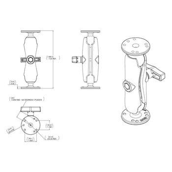 RAM® Double Ball Mount with Garmin Fishfinder #8-32 Hardware