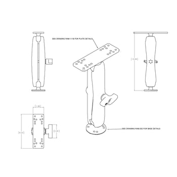 RAM® Universal Marine Electronic Mount - C Size Long