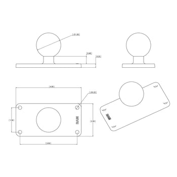 RAM® Ball Base with 1.5" x 3.5" 4-Hole Pattern - C Size