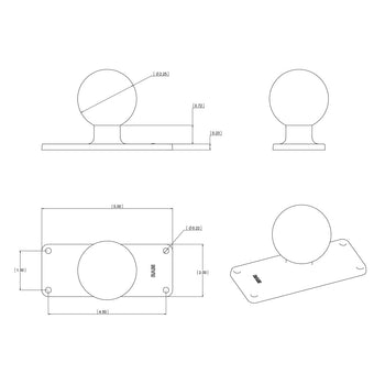 RAM® Ball Base with 1.5" x 4.5" 4-Hole Pattern - C Size