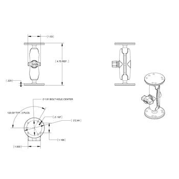 RAM® Double Ball Mount with #6-32 Hardware for Garmin GPSMAP + More