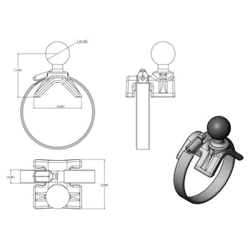 RAM® Strap Hose Clamp Mount with 1/4"-20 Camera Adapter - Short