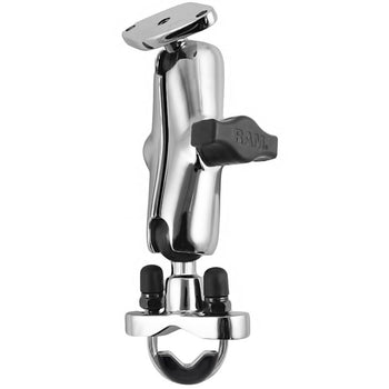 RAM® Chrome Handlebar U-Bolt Mount with Medium Double Socket Arm