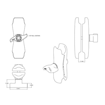 RAM-D-201U-MI1:RAM-D-201U-MI1_2:RAM Double Socket Arm with Jam Nut - D Size Medium