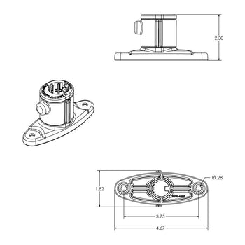 RAM® Universal Adapt-A-Post™ 2-Hole Drill-Down Base