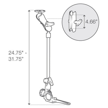 RAM® Pod HD™ Vehicle Mount with 18" aluminium Rod and Round Plate