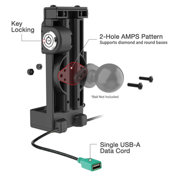 GDS® Uni-Conn™ Locking Spring Loaded Power + USB-A Dock - Heated Pins