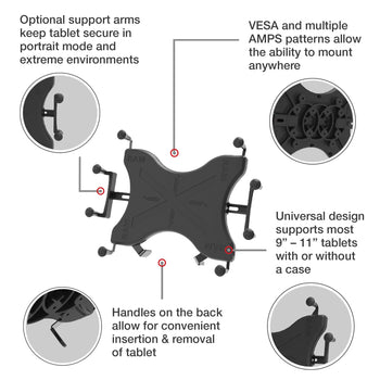 RAM® X-Grip® Drill-Down Double Ball Mount for 12"-13" Tablets