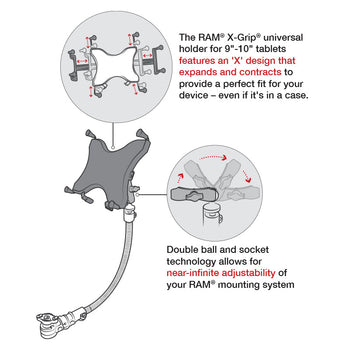 RAM® Tablet Mount for Wheelchairs with Quick Release & Swivel Feature