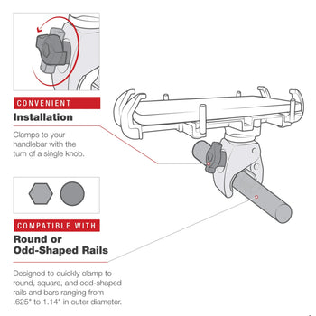 RAM® Low-Profile Tough-Claw™ Small Clamp Mount