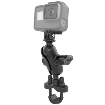 RAM-B-149Z-A-GOP1U:RAM-B-149Z-A-GOP1U_1:RAM U-Bolt Double Ball Mount with Action Camera Adapter - Short